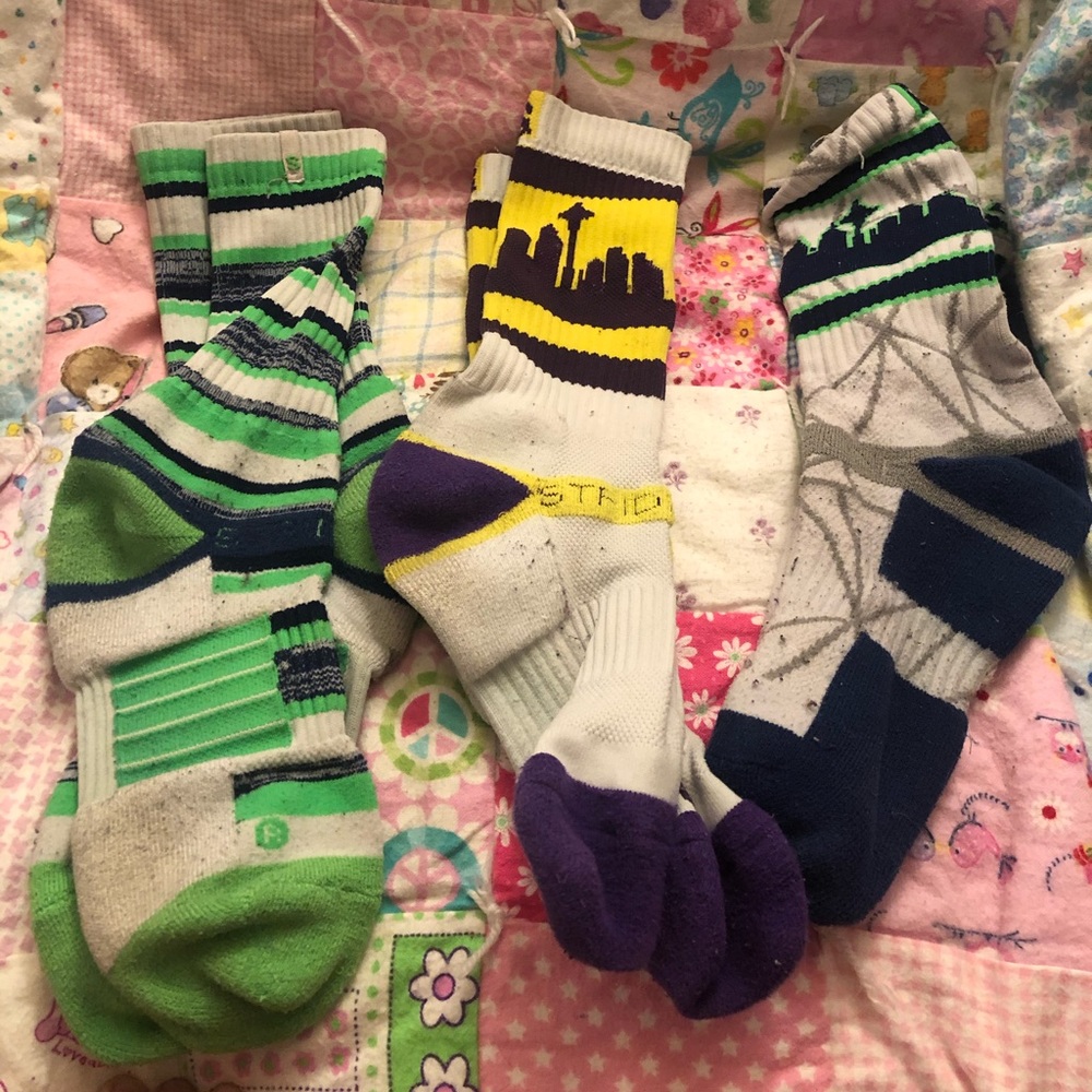 Three pairs of used women’s basketball socks